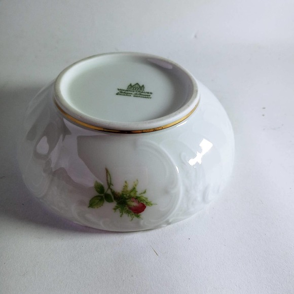 Vtg Vohenstrauss Johann Seltmann Bavaria Germany Trinket Dish & Lid Pink Roses - Picture 5 of 6